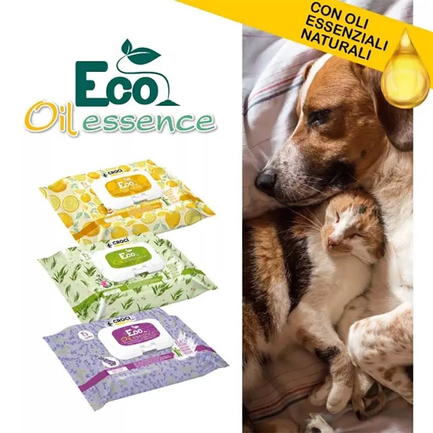 Biodegradable Dog & Cat Wipes with Aromatherapy Benefits -  Ginger and Lemon