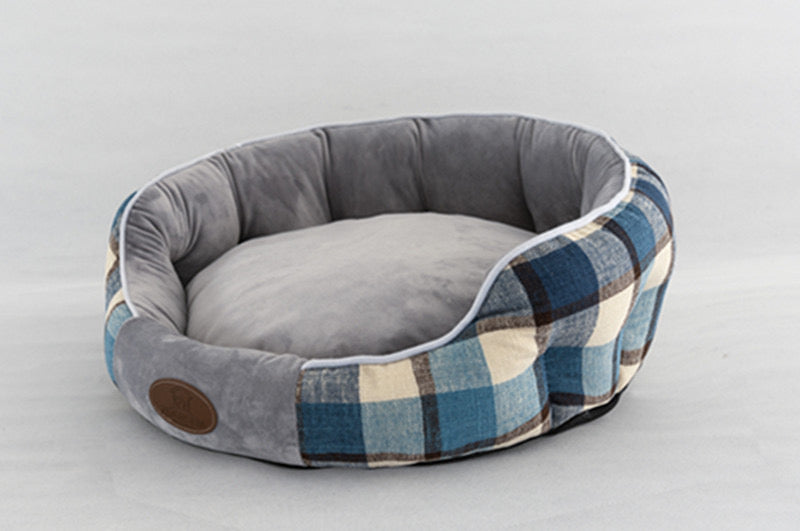 Linen Plaid Nest - Blue