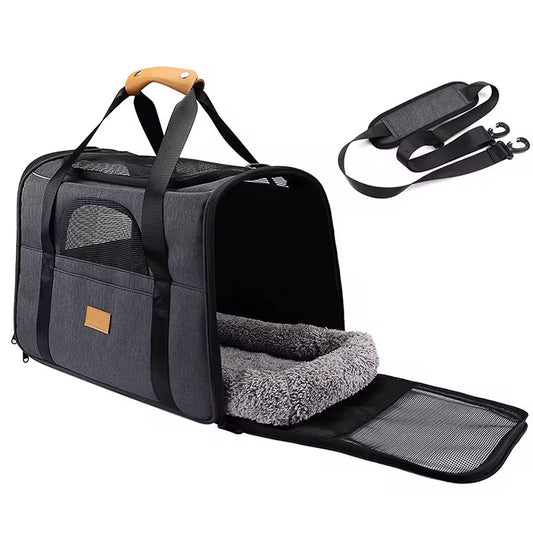 Pet Travel Carrier Bag with Handle - Black