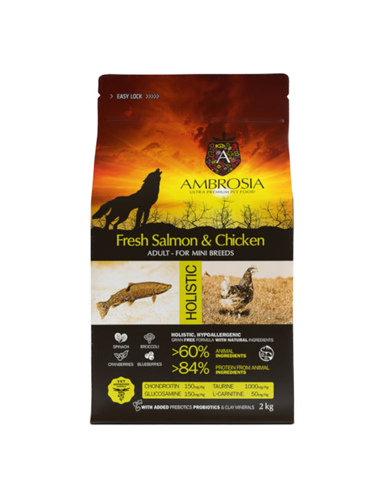 AMBROSIA GRAIN FREE ADULT MINI CHICKEN & SALMON - 6KG
