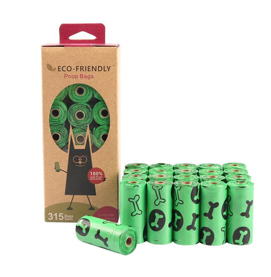 21 Degradable Poop Bags Rolls - GREEN