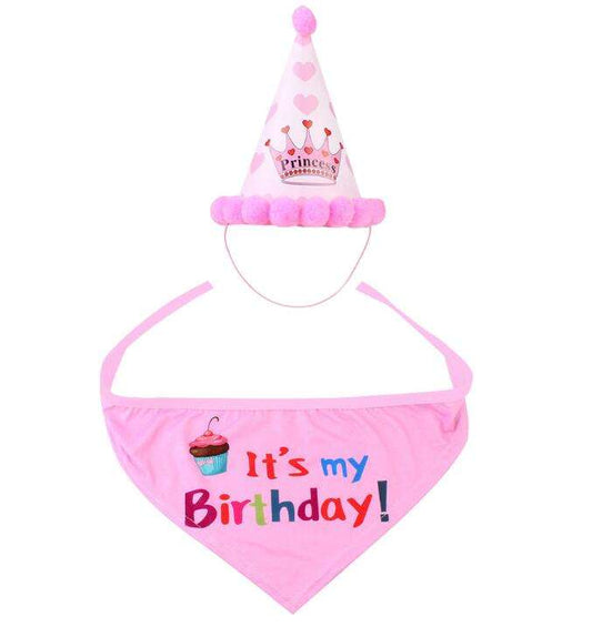 Birthday Set Hat & Bandana - Pink